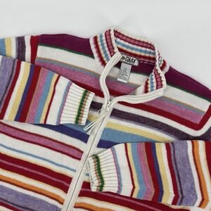 Vintage Tiara International Womens Small Rainbow Striped Zip Up Cardigan Y2K